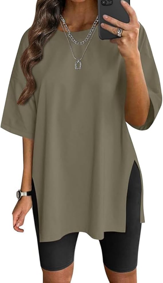 Women’s Summer Casual Short Sleeve Oversize Workout T-Shirt Tee Tops